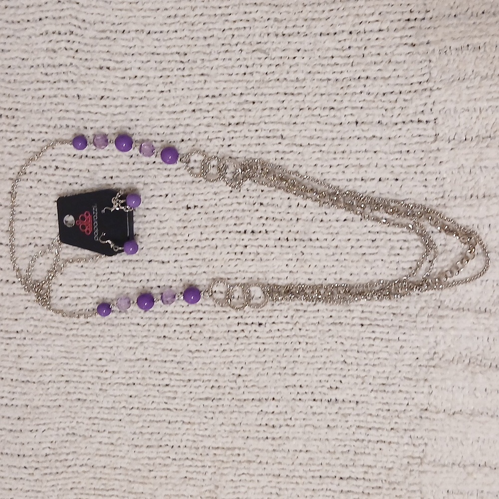 Papparazi Silver Necklace set with purple accents - Picture 2 of 4